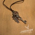 Free Shipping Key Pendant with Cross and Circle Rings Necklace (N616S)