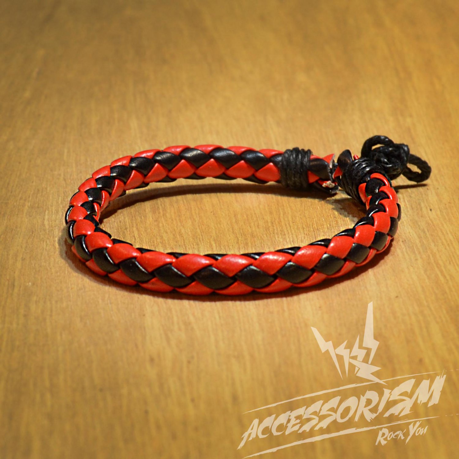 Free Shipping Red and Black Cross Leather Bracelet (B622S)