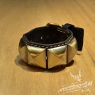 Free Shipping Multi Golden Square with Black Leather Bracelet (B672R)