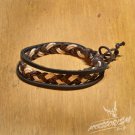 Free Shipping Brown & White String with Black Leather String Bracelet (B689S)