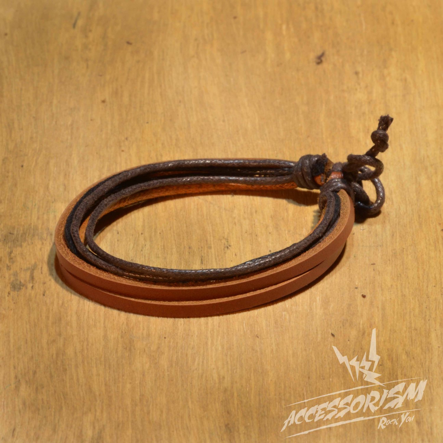 Free Shipping Multi Black & Brown String with Brown Leather String Bracelet (B698S)