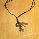 Free Shipping Skull Pendant with Cross and Circle Rings Necklace (N635S)