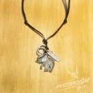 Free Shipping Elephant Pendant with Cross and Circle Rings Necklace (N638S)