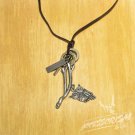 Free Shipping Owl Pendant with cross and Circle Rings Necklace (N665S)