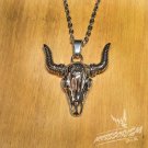 Free Shipping Steel Goat Head Skeleton Pendant Necklace (N692S)