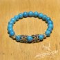 Free Shipping Blue Beads Bracelet with Steel Deco (B711S)
