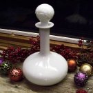 EAPG Blown Opaque White Scrolled Decanter~Ground Lid