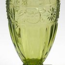 Set of 5 Indiana Glass~DAISY~Dark Green 9 oz. Footed Tumbler~Goblets