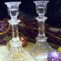 Set of 2 Tall Elegant Crystal Taper Candlestick Holders