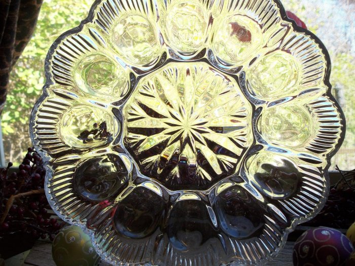 Lead Crystal Deviled Egg PlatePlatterTrayServer