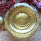 Set of 4 Federal Depression Glass Amber MADRID Pattern Saucers