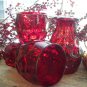 Set of 8 Heisey/Imperial Whirlpool Ruby Red Water Goblets~Ground & Stamped Base