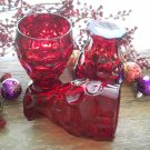Set of 8 Heisey/Imperial Whirlpool Ruby Red Water Goblets~Ground & Stamped Base