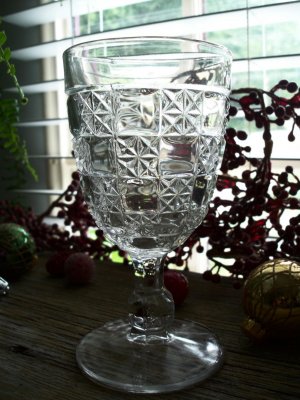 U.S. Glass Co LOG & STAR Pressed Glass EAPG Water Goblet
