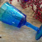 Fenton Crystal Cobalt Blue Colonial Flower Band Water Goblet