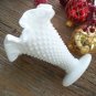 Fenton Hobnail Milk Glass 4" Double Crimped Footed Vase