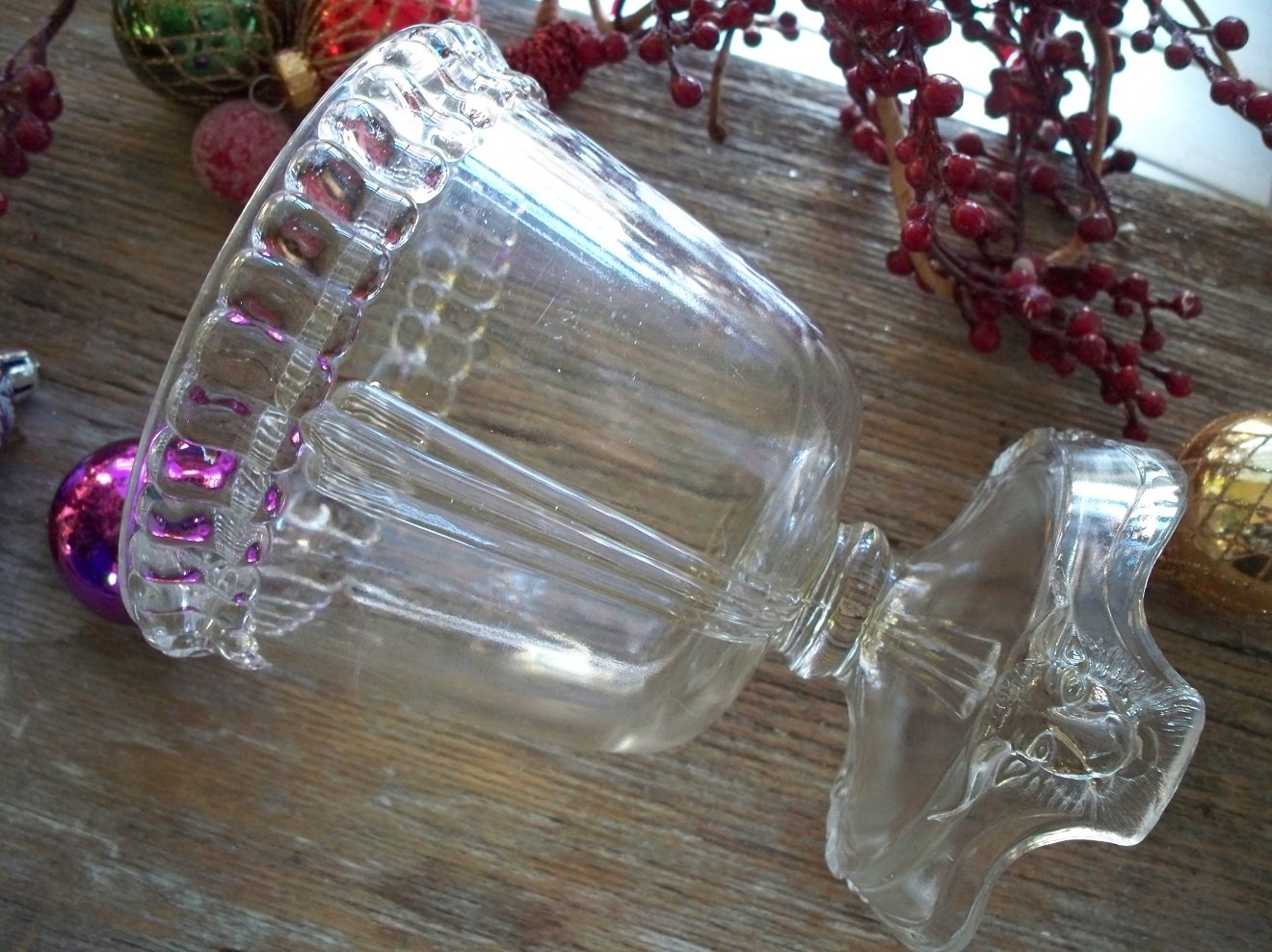 Gillinder & Sons Glass LION HEAD Footed Spooner c.1877