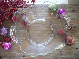 EAPG Ornate Scalloped Handled Footed Bowl