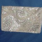 Sequin bead envelope clutch purse Ivory white grey La Regale Japan of American Sequins  116