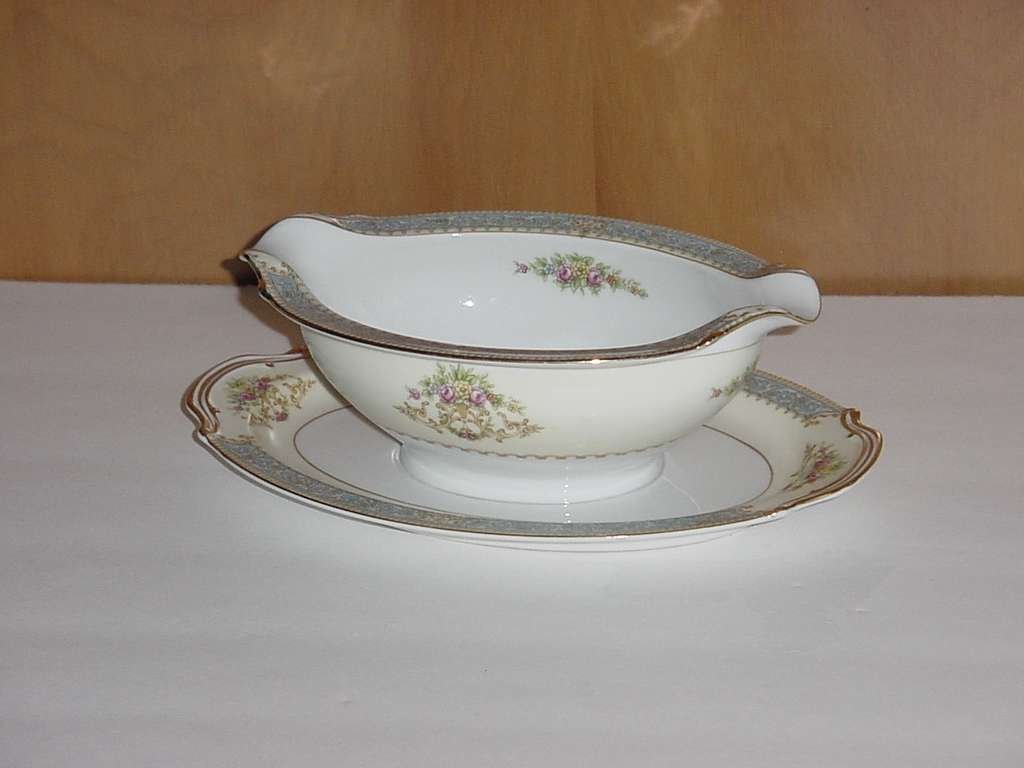 Rose China Gravy Boat attached plate Occupied Japan No. 123