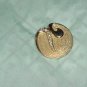 Gold tone pin brooch Circular Art deco textured design pearls rhinestones  136