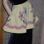 Half Apron vintage apron yellow gingham flowers   53