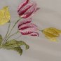 Scarf  32  x 32  vintage scarf Cream background machine embroidered tulips    143