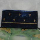 Evans purse Royal blue velvet purse small handbag clutch coin purse Fleur de Lis  No. 174