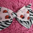 Pink Lady Bugs& Zebra Print Hair Bow!!!