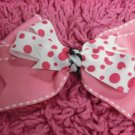 White Polka Dot & Pink Hair Bow!!!