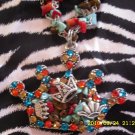 Red & Teal Multi Chip Crown Necklace!!!!!! Z2-17