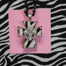 Zebra Cross w/ Bling Fleur de lis  !!!!!!!!Z2-94