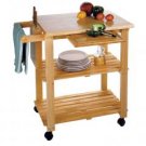 Kitchen Cart with Cutting Board, Knife Block and Shelves