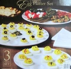 Egg Platter Set 3Pc Ceramic Multi Use
