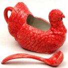 Ceramic Turkey Gravy Boat & Ladle