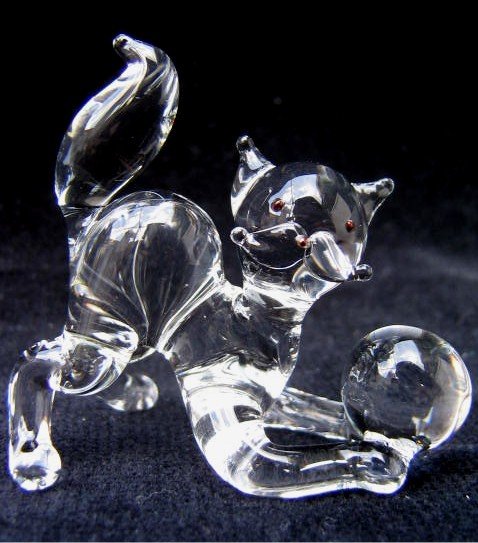 CAT KITTEN CRYSTAL GLASS COLLECTIBLE MINIATURE FIGURINE