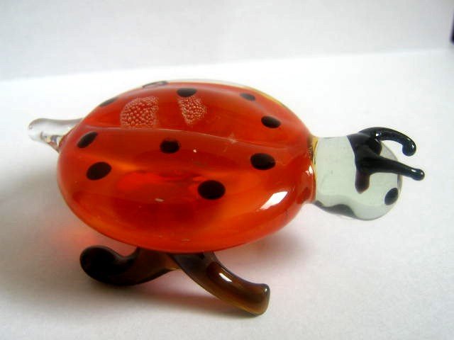 UKRAINIAN MURANO / LADYBUG ART GLASS LAMPWORK MINIATURE