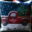 Vintage Red Truck  Christmas  Personalized pillow Custom