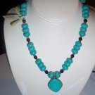 TURQUOISE AND BLACK BEADED CHOKER