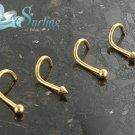LOT OF 4 18K GOLD PLATED BALL NOSE RINGS SCREWS 18G