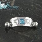 WHITE AQUAMARINE CHANNEL REVERSE BELLY NAVEL RING CAP