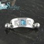 WHITE AQUAMARINE CHANNEL REVERSE BELLY NAVEL RING CAP