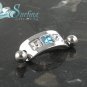 WHITE AQUAMARINE CHANNEL REVERSE BELLY NAVEL RING CAP