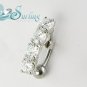 *NEW*HOT 4 CZ WHITE ROUND BELLY NAVEL RING 14 GAUGE 14G