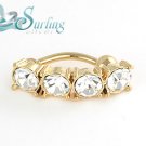 NEW 18K GOLD PLATED RND CZ REVERSE BELLY NAVEL RING 14G