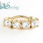 NEW 18K GOLD PLATED RND CZ REVERSE BELLY NAVEL RING 14G