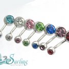 NEW LOT OF 7 DOUBLE JEWELED GEM BELLY NAVEL RINGS 14G