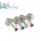 LOT 4 INTERNALLY THREAD GEM JEWELED MONROE LABRET 14G