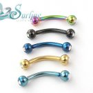 5 COLOR TITANIUM DOUBLE GEM EYEBROW BARBELL RINGS 16G
