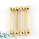 NEW LOT 4 18K* GOLD PLATED TONGUE BARBELL RINGS 14g
